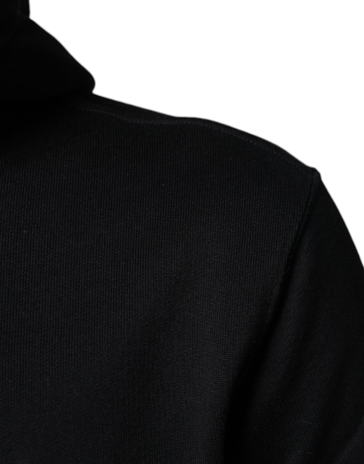 Black Cotton Hooded Logo Full Zip Sweater