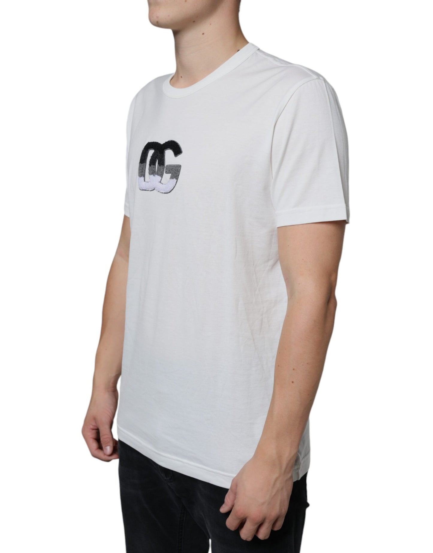 White Cotton DG Logo Print T-shirt