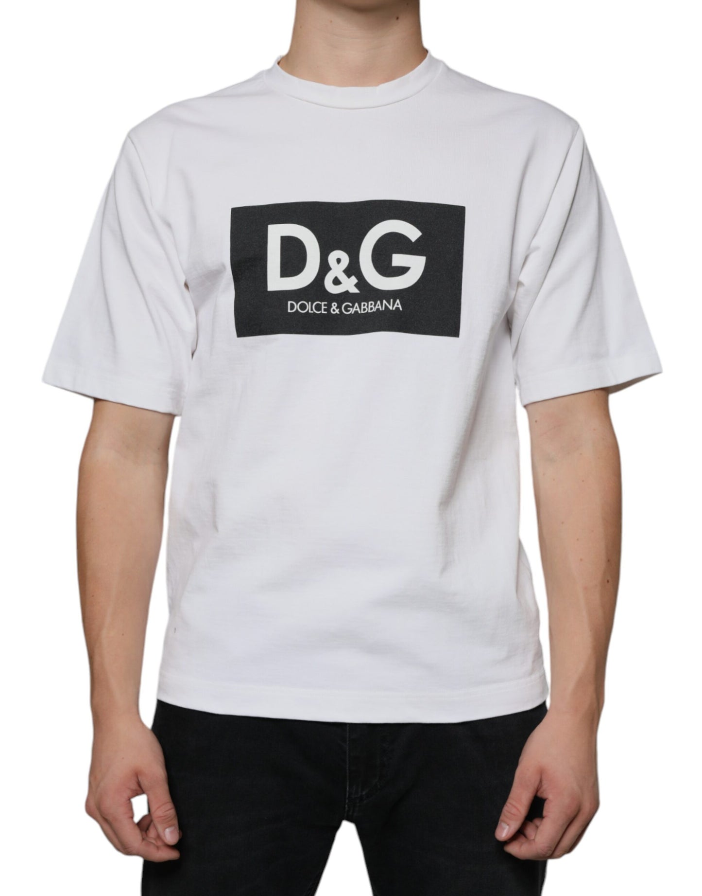 White Cotton DG Logo Print Casual T-shirt