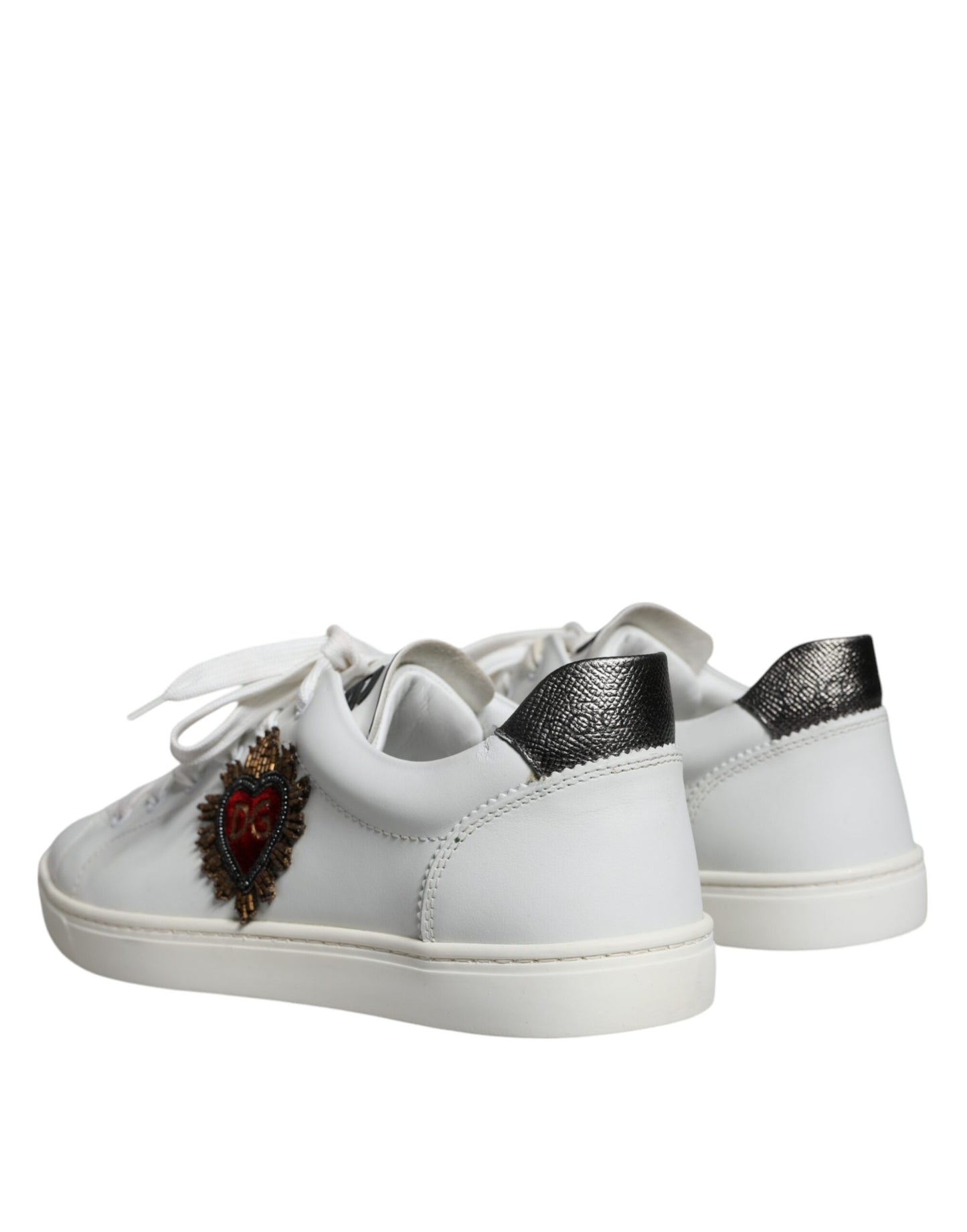 White Leather Heart Low Top Casual Sneakers Shoes