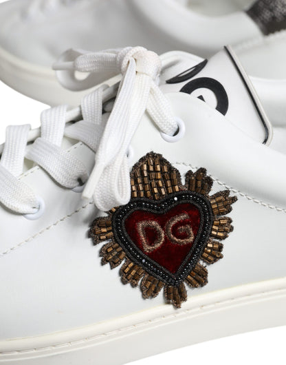 White Leather Heart Low Top Casual Sneakers Shoes