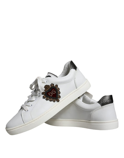 White Leather Heart Low Top Casual Sneakers Shoes