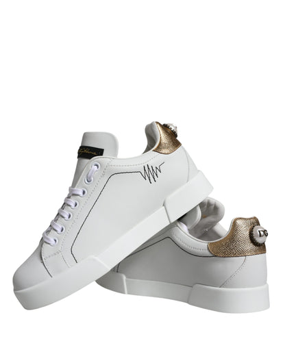 White Leather Portofino Low Top Sneaker Shoes