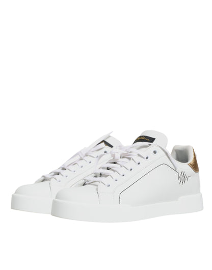 White Leather Portofino Low Top Sneaker Shoes