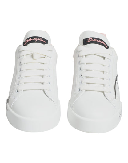 White Pink Portofino Low Top Sneakers Shoes