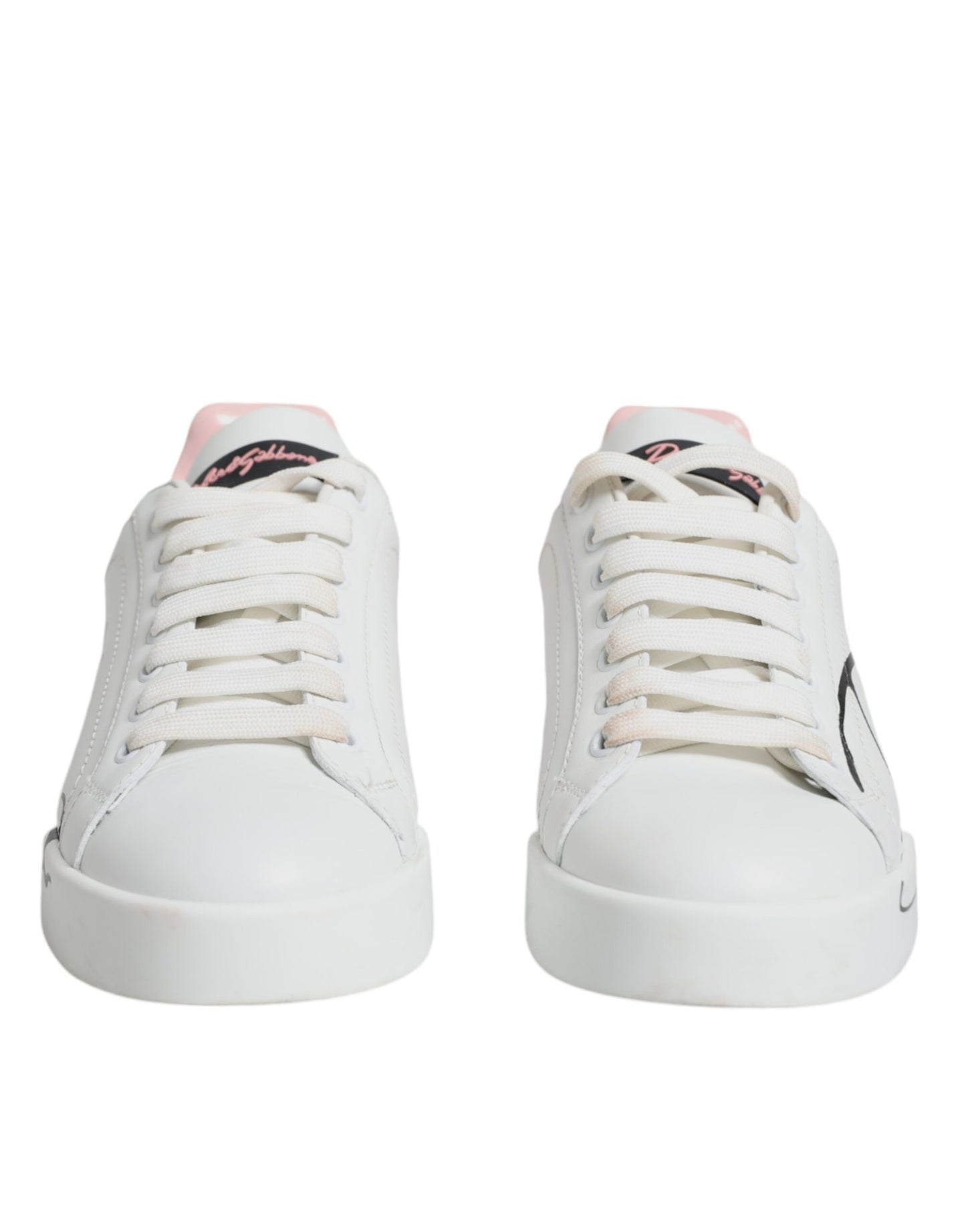 White Pink Portofino Low Top Sneakers Shoes