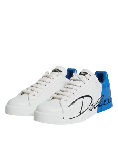 White Blue Portofino Low Top Sneakers Shoes