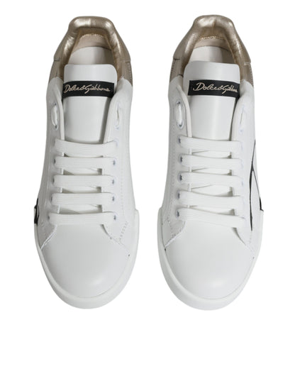 White Gold Portofino Low Top Sneakers Shoes