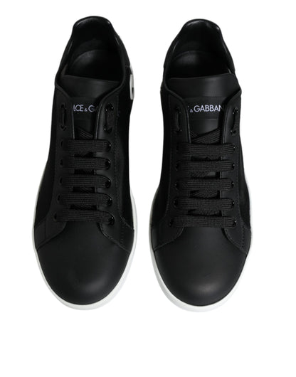 Black Calf Leather Portofino Sneakers Shoes