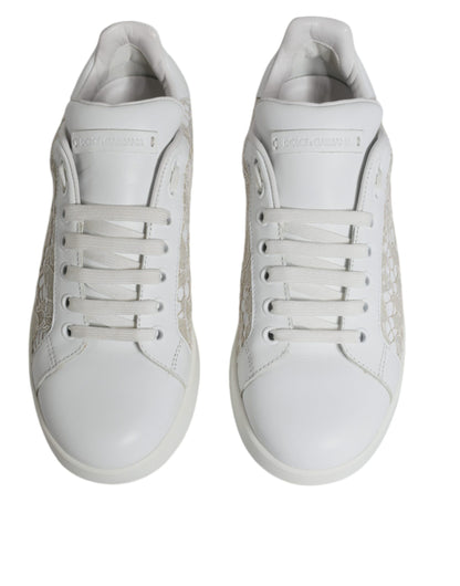 White Lace Portofino Low Top Sneakers Shoes