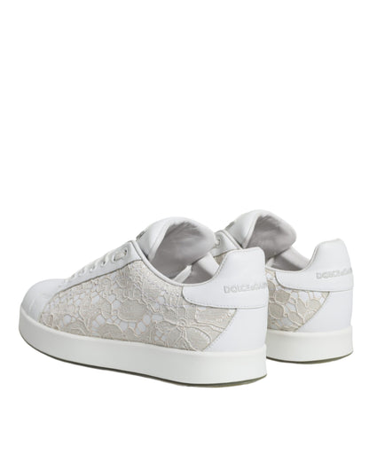 White Lace Portofino Low Top Sneakers Shoes