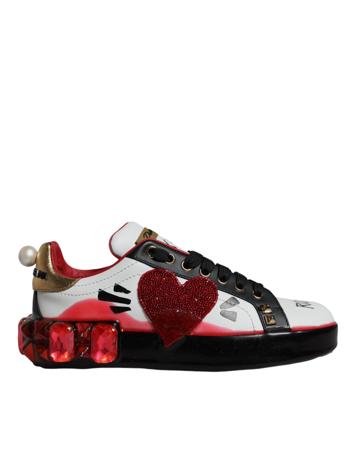 White Red Crystals Portofino Sneakers Shoes