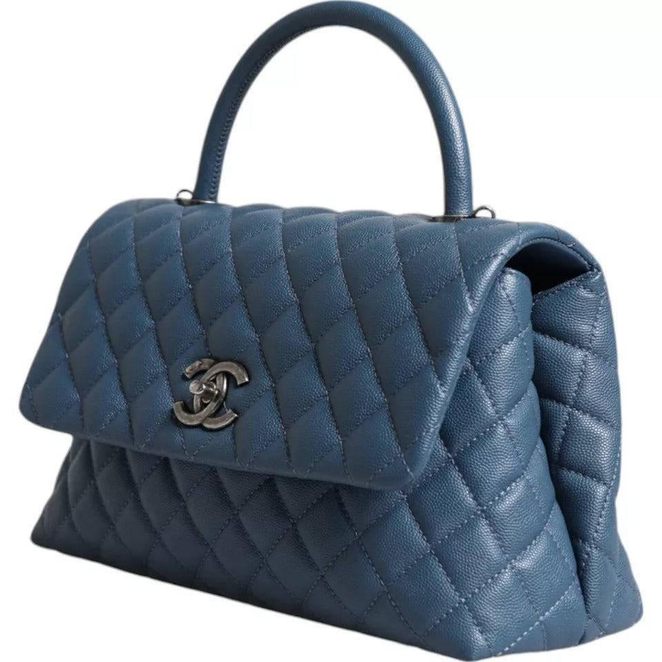 Dark Blue Flap Top Medium Coco Handle Bag