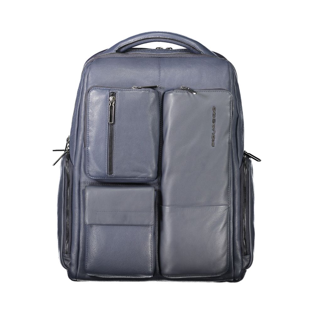 Blue Leather Backpack