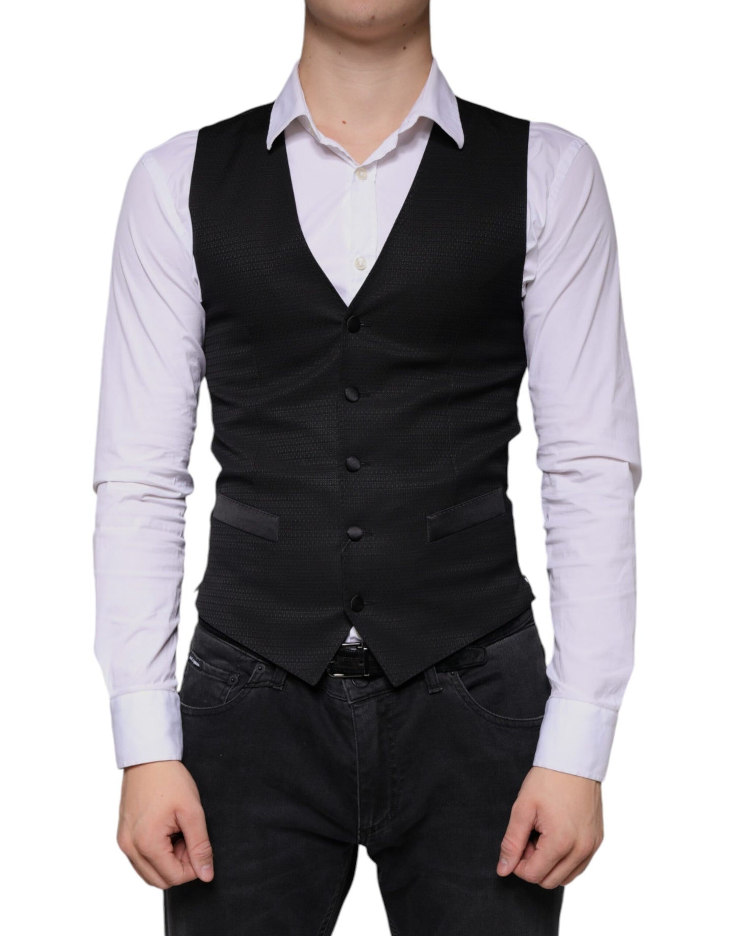 Black Wool Waistcoat Dress Formal Vest