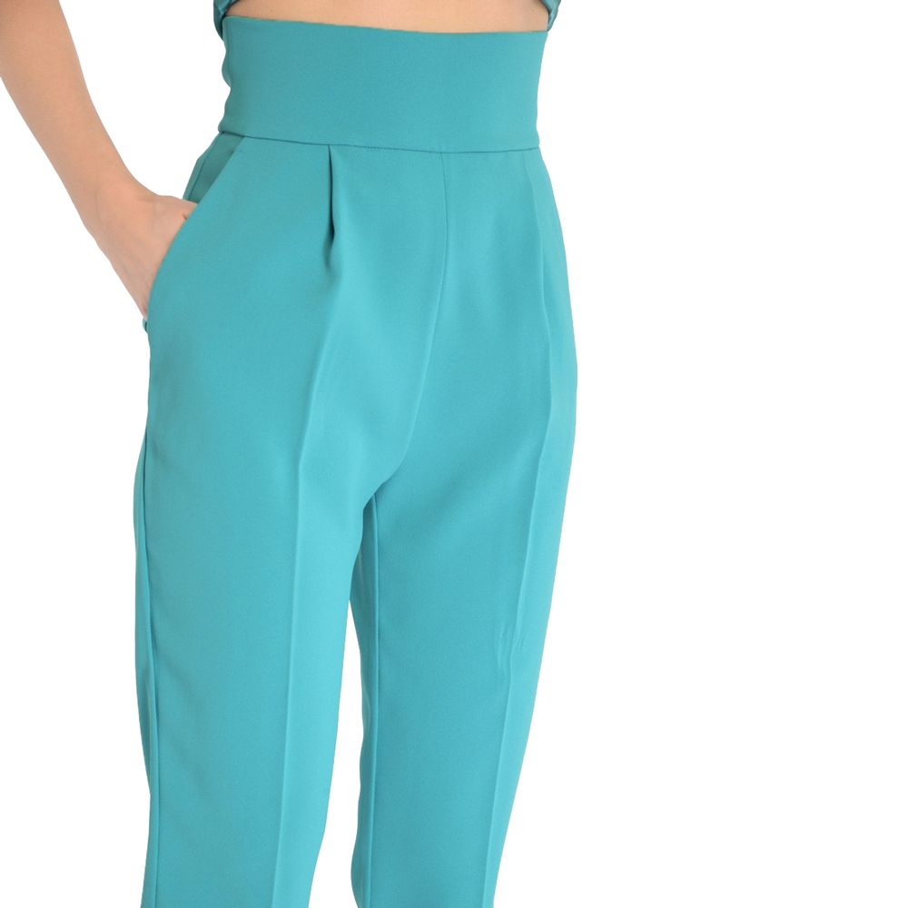 Green Polyester Jeans & Pant