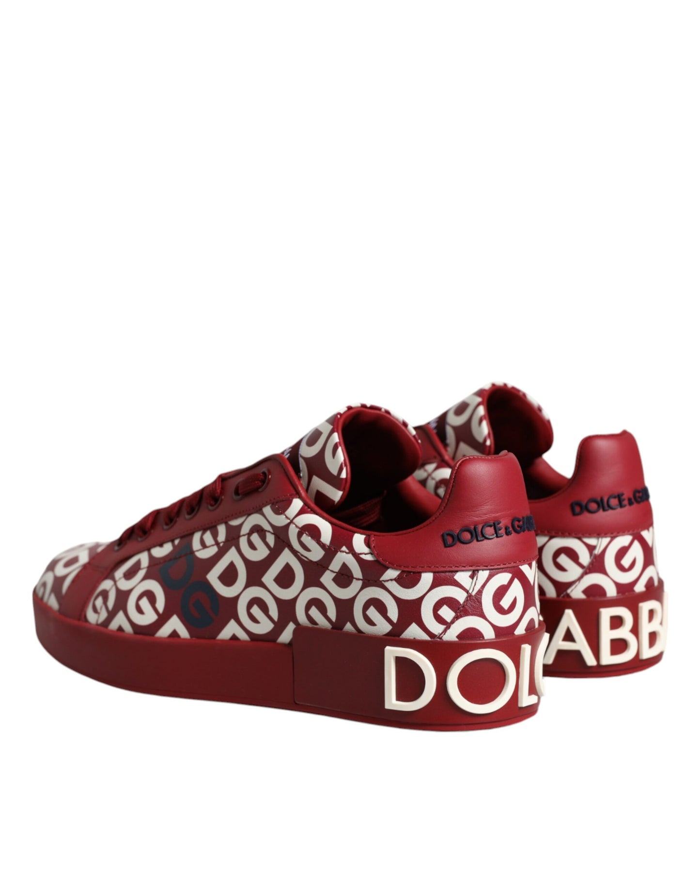 White Red Leather DG Mania Sneakers Shoes