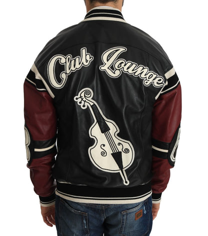 Chaqueta de cuero Club Lounge negra y roja