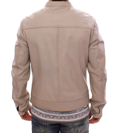 Chaqueta de cuero beige Abrigo motero