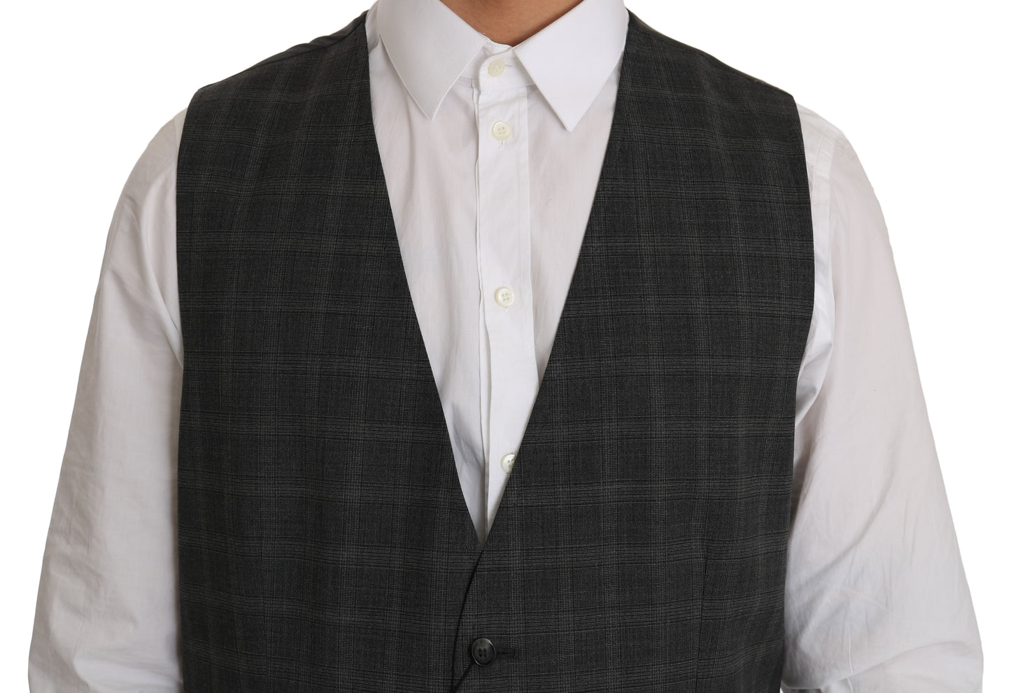 Elegant Checkered Wool Vest for the Urbane Man