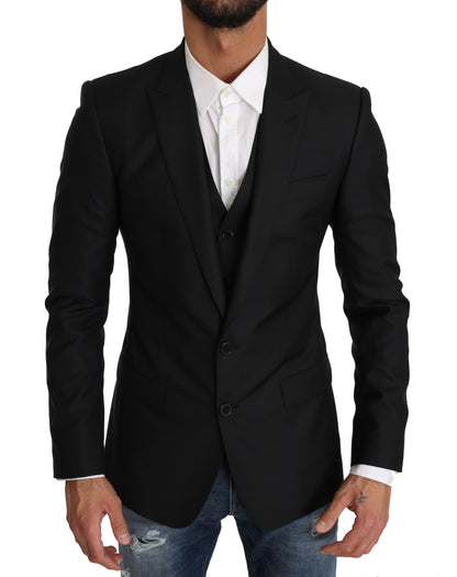 Sleek Black Martini Two-Piece Suit