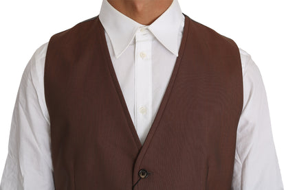 Gilet en laine et soie marron