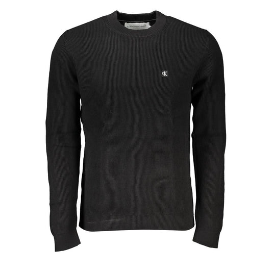 Sleek Black Crew Neck Sweater with Logo