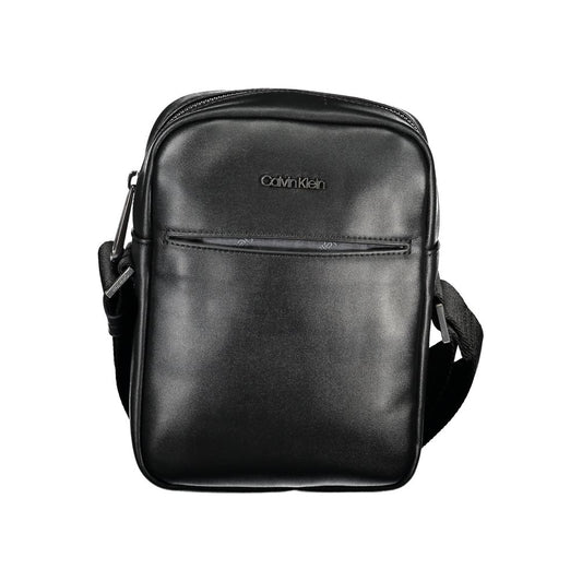 Eco-Chic Black Shoulder Bag with Logo Detail