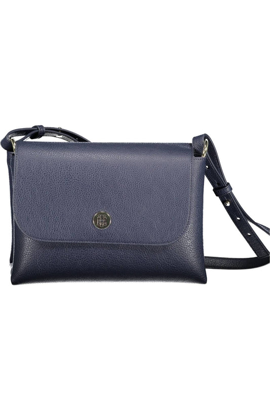 Chic Blue Designer Handbag with Logo Detail