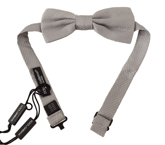 Elegant Silver Silk Bow Tie
