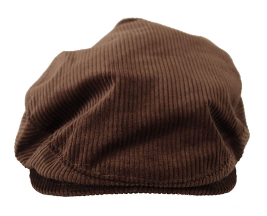 Elegant Cotton Newsboy Hat in Rich Brown
