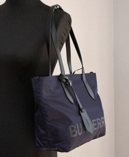 Small Navy Blue Logo Econyl Nylon Tote Shoulder Handbag Purse