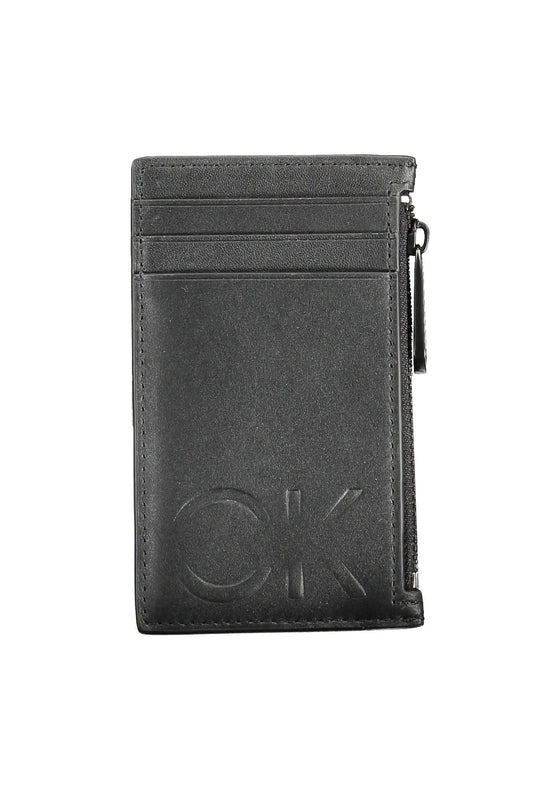 Sleek Leather Zip Wallet in Timeless Black