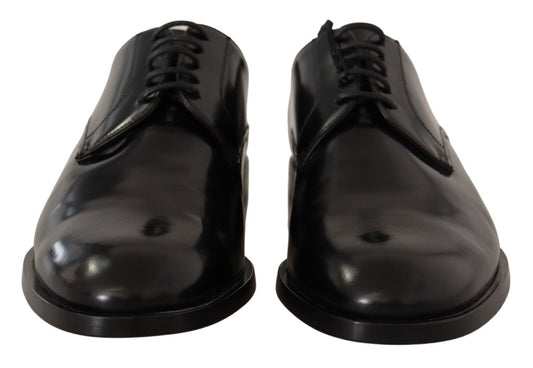 Black Leather Lace Up Formal Derby Shoes