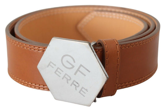 Elegant Brown Leather Adjustable Belt