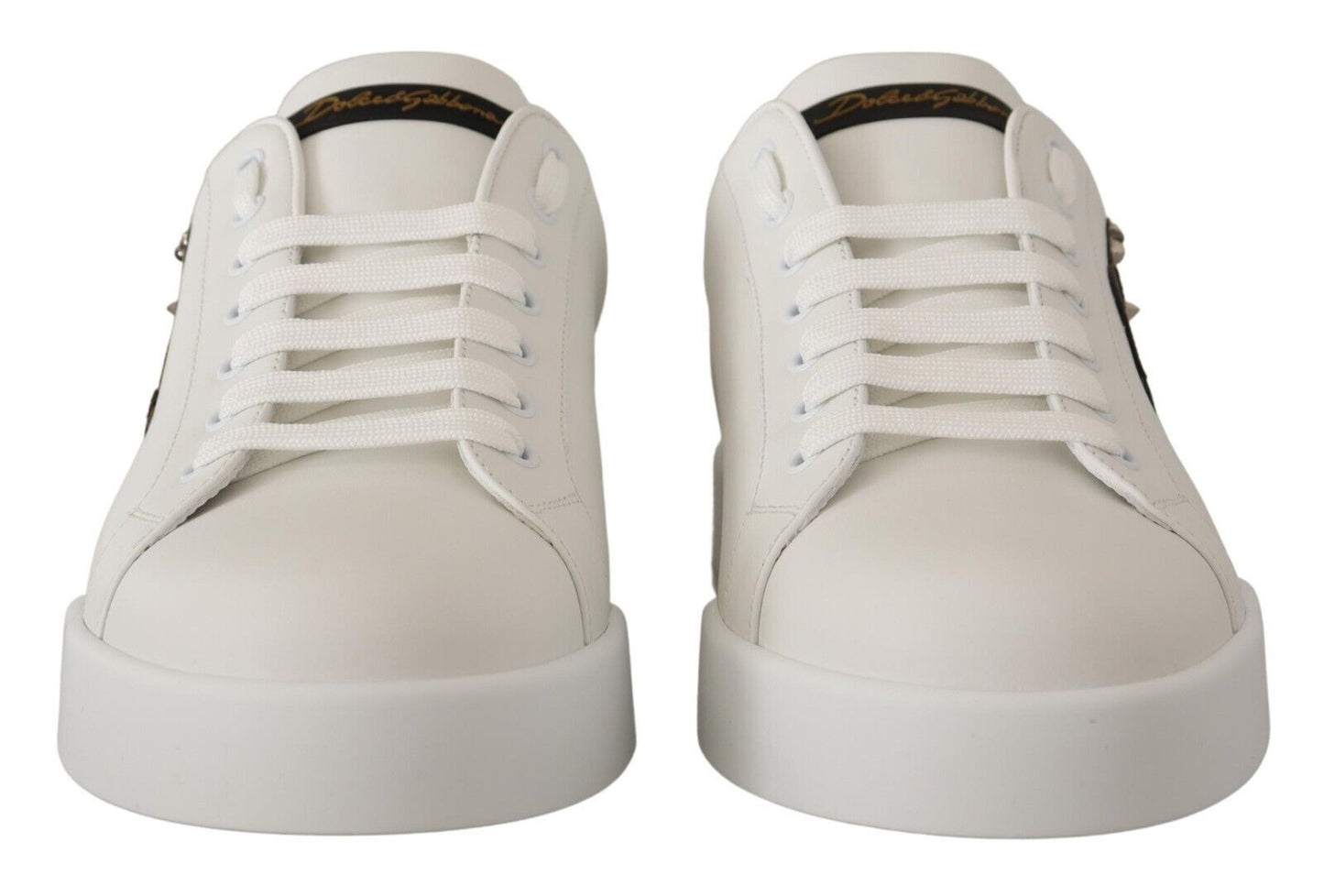 White Leather #dgfamily Casual Sneakers Shoes