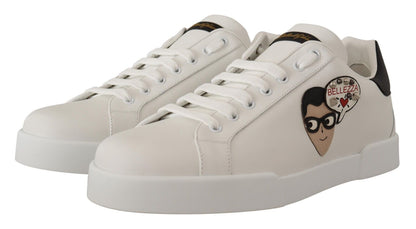 White Leather #dgfamily Casual Sneakers Shoes