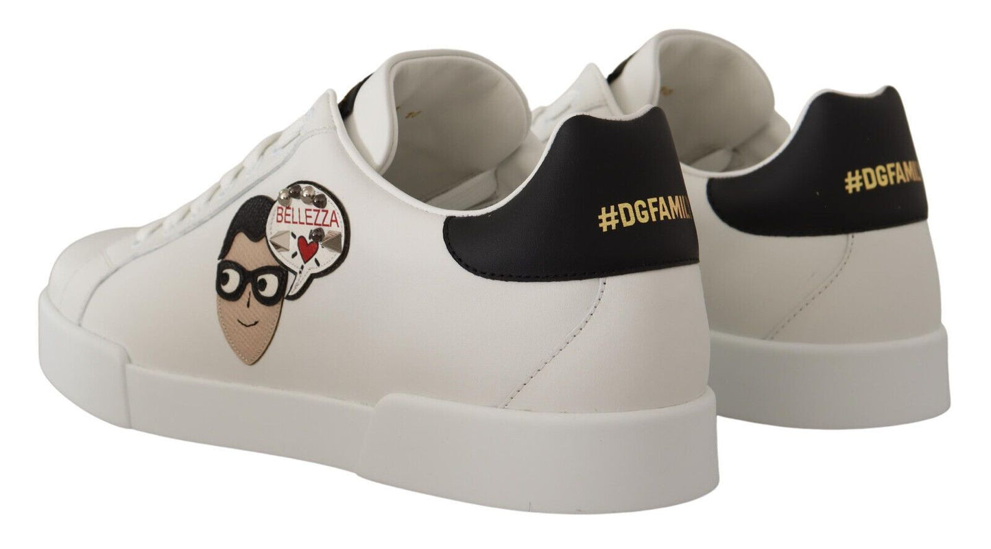 White Leather #dgfamily Casual Sneakers Shoes