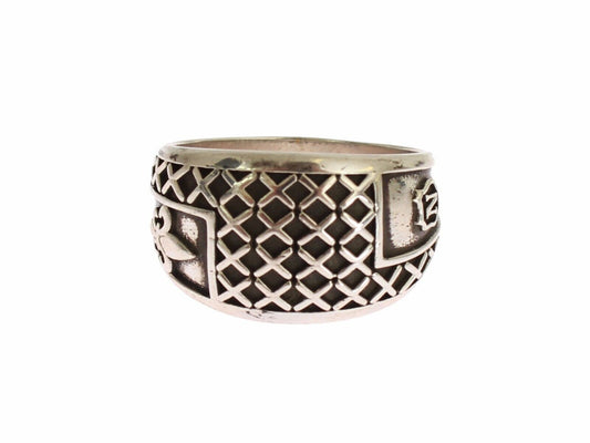 Elegant Silver Band with Black Accents